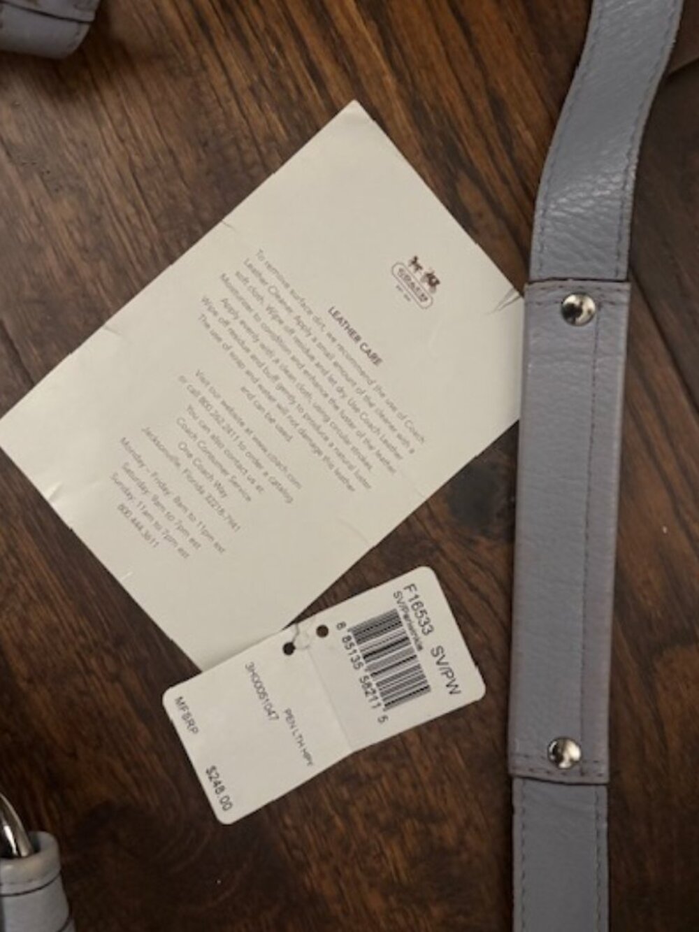 Coach Periwinkle Leather Crossbody Bag | Authentic | Original Tags & Care Card - Picture 5 of 16